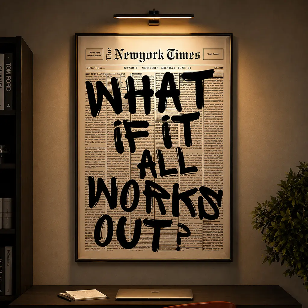 Retro Black And White Newspaper Poster What If It All Works Out Canvas Wall Art Positive Affirming Quote Minimalist Prints Painting For Home Bedroom Dorm Wall Decor