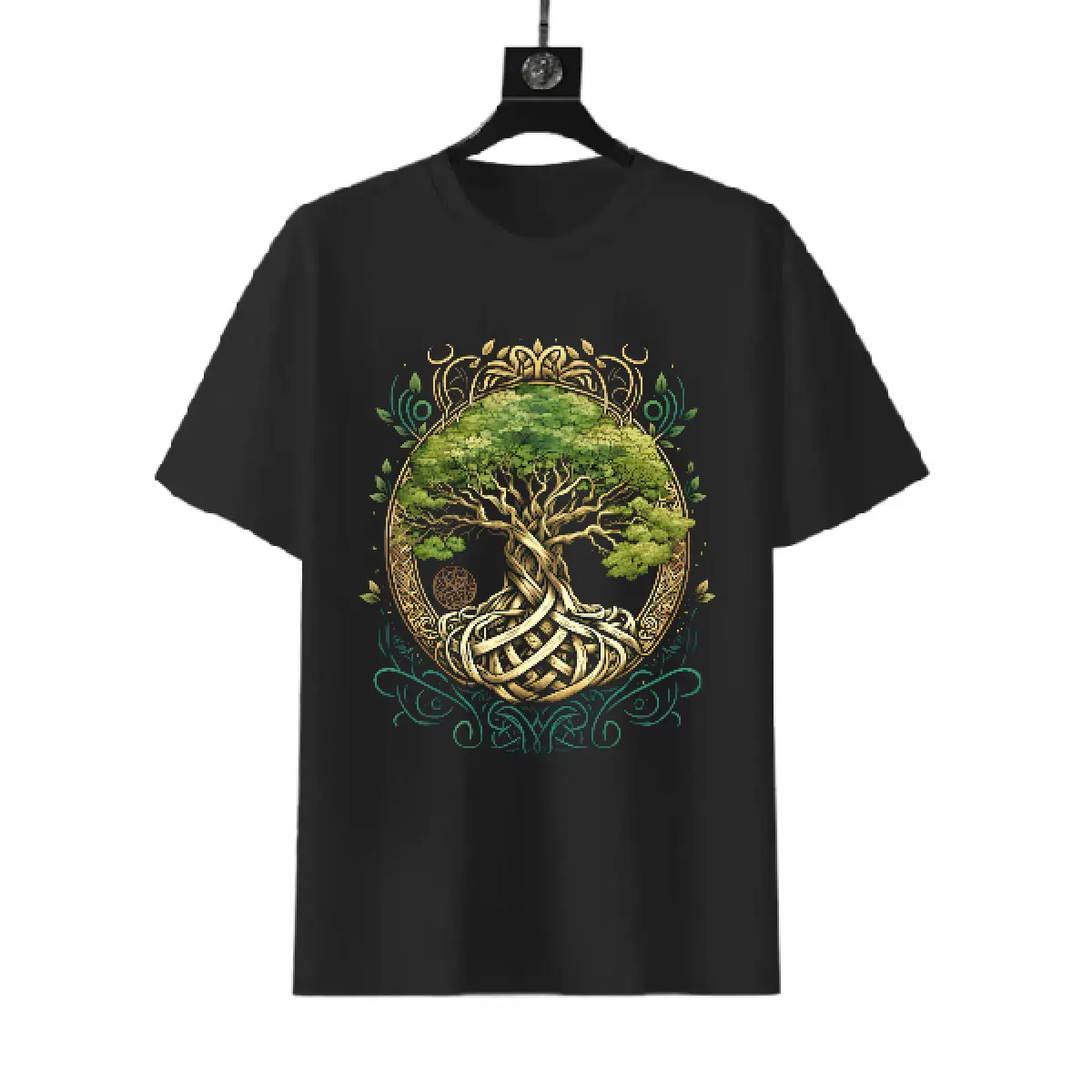 Men's Celtic Tree of Life Printed Short-Sleeve Menswear Top - Nordic Viking Mythology Vintage Street Casual Shirt, Pagan Celtic Enthusiast Gift, Clothes, Shortsleeve