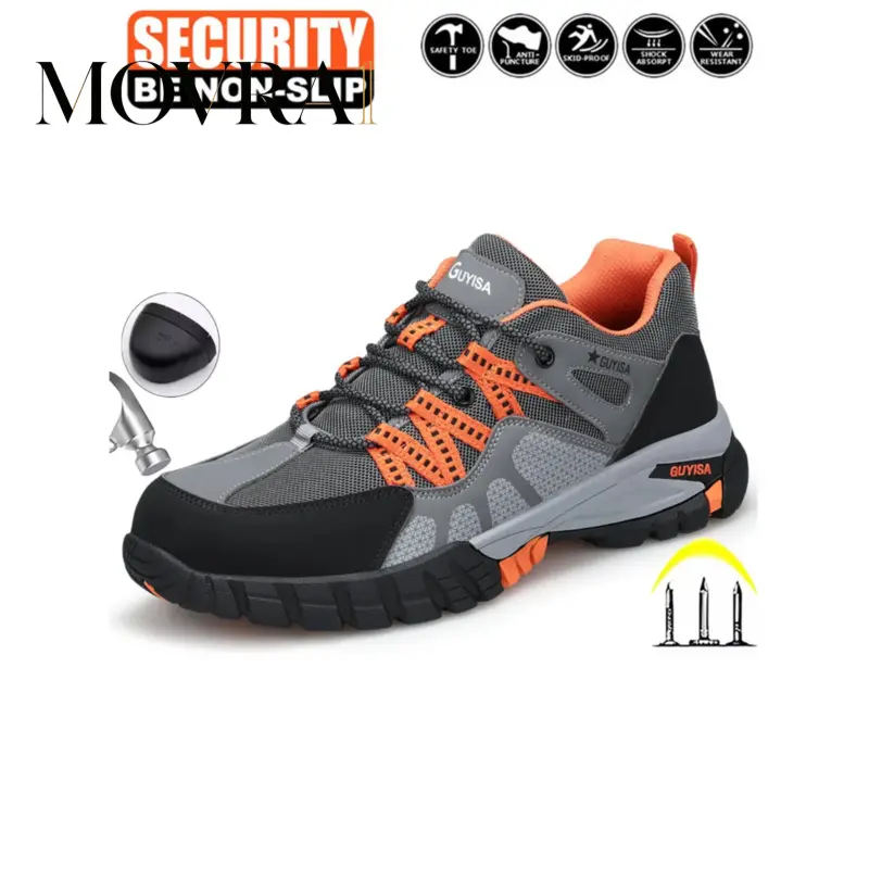 MOVRA1 Men's Steel Toe Safety Shoes, Anti-Puncture and Anti-Smash Work Boots, Construction Factory Safety Footwear, Durable Industrial Footwear, Workwear Shoes, Waterproof Work Boot