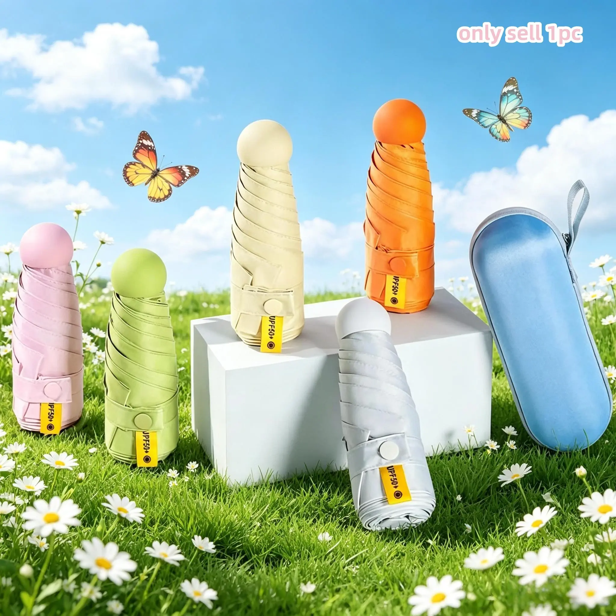 Portable Mini Umbrella, Compact Capsule Umbrella, Sunscreen Umbrella, Lightweight Travel Umbrella, Easy Carry Design, 1 Piece