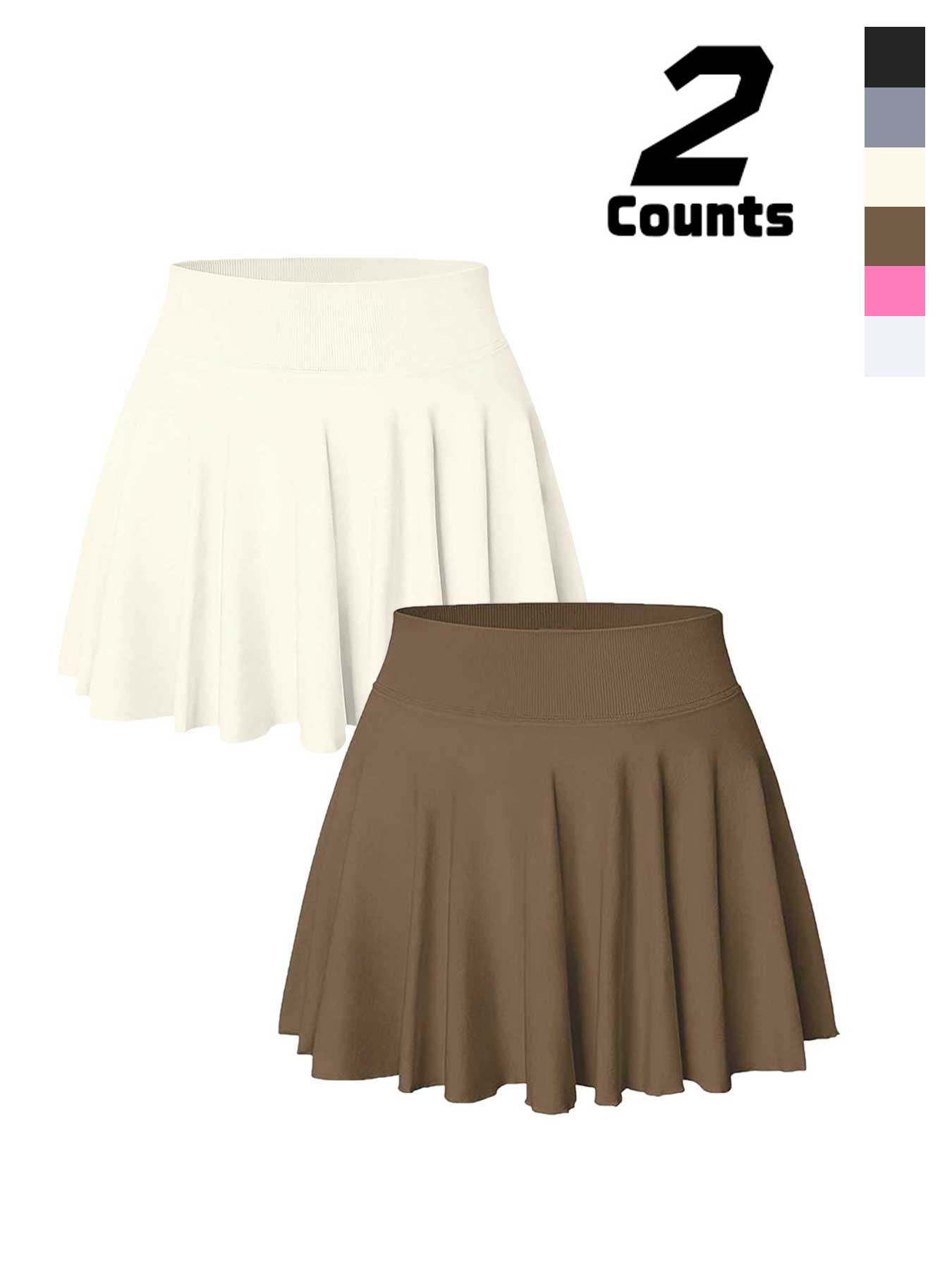 Women's Solid Color Pleated Skort, Sporty Casual Pocket Skort for Tennis Yoga Gym, Ladies Sportswear for Spring & Fall, Womenswear, Tennis Skorts, Athletic Skort