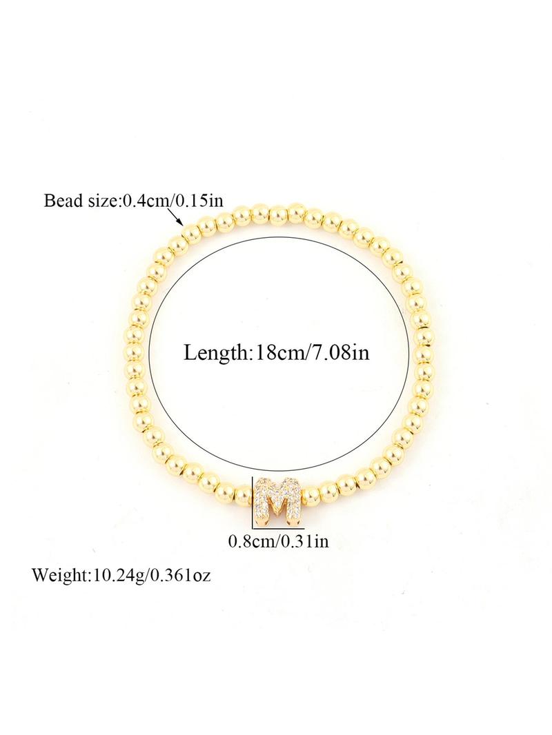 Letter Design Beaded, Fashionable Jewelry for Women & Girls, Trendy All-match & Exquisite Jewelry for Birthday Gift, Letter Link Bracelet