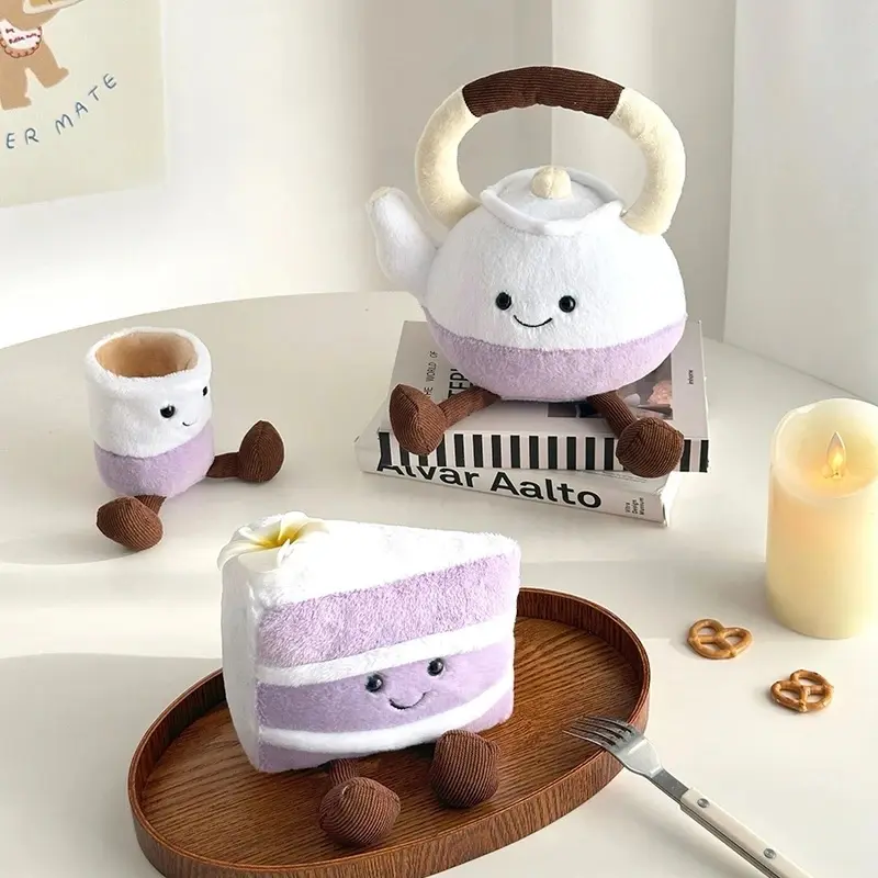 Kawaii Afternoon Tea Set Plush Toys Cute Teapot Cup Cake Stuffed Dolls Soft Plushies For Girl Gifts Home Decor Kawaii Plushies