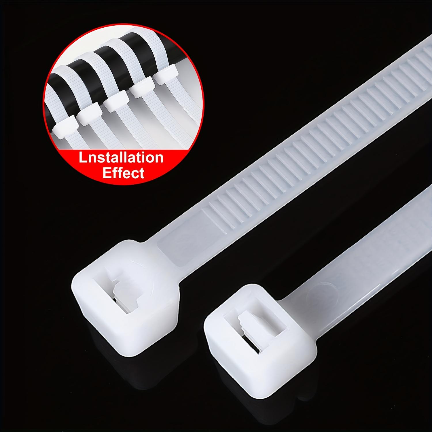 100pcs White Cable Ties, High-Quality Plastic Ties with Maximum Tensile Strength of 50.0LB, Self-Locking Nylon White Ties for Indoor and Outdoor Use, 4 Inch/6 Inch/8 Inch/10 Inch/12 Inch