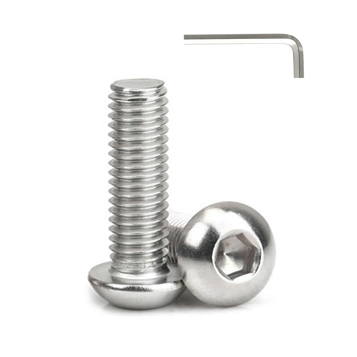 #10-24 x 1-1/2" (30 Pcs) Button Head Hex Socket Cap Screws Bolts, 304 Stainless Steel 18-8, Hex Drive, Bright Finish, Fully Machine Thread
