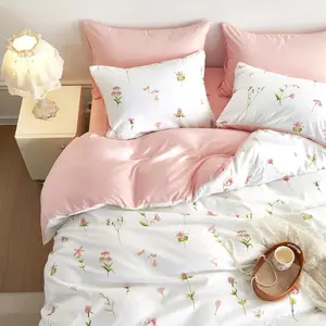 - Floral Comforter Set, Cottagecore Cute Aesthetic Watercolor   and Leaves, Soft Lightweight Beddg for Women Teen Girls, 3 count, Pk, Full Size