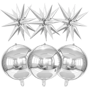6 count  Foil Balloons, 22Inch Metallic  4D Round Balloon and Explosion  Balloon Birthday for Wedding Christmas  Year Eve Graduation Party Decor and Photo Backdrop()