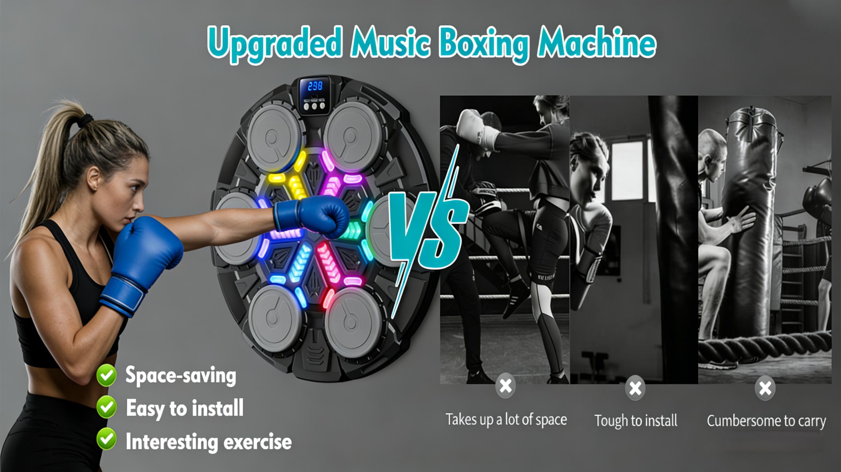 Music Boxing Machine for Kids and Adults, Wall Boxing Punching Pad with Bluetooth & Rhythm Lights, 3 Speed Modes, Home Fitness Boxing Equipment with Gloves for Boys Girls Teenagers