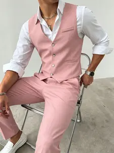 Men's business-style suit set—featuring a vest and trousers—suitable for various formal occasions such as business meetings, dates, and weddings. Crafted from soft, shape-retaining fabric, it offers a minimalist yet sophisticated look.