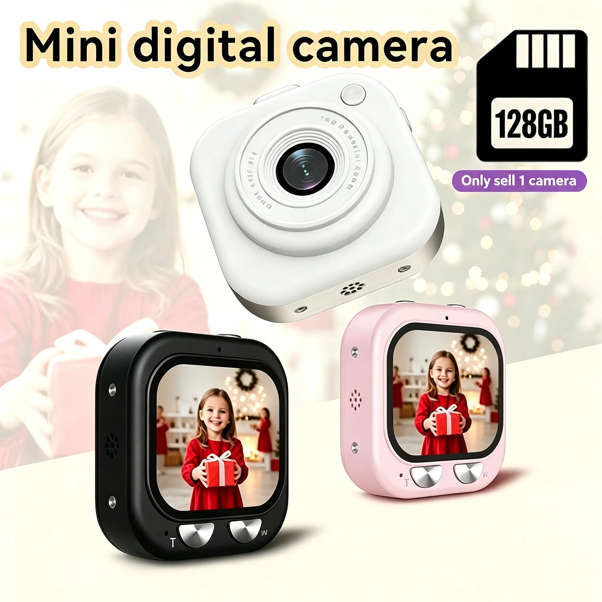 Pocket Mini Digital Camera, 2.01 Inch HD Display, 750mah Battery, Supports 128GB SD Card, Easy One-Button Operation, Digital Image Stabilization