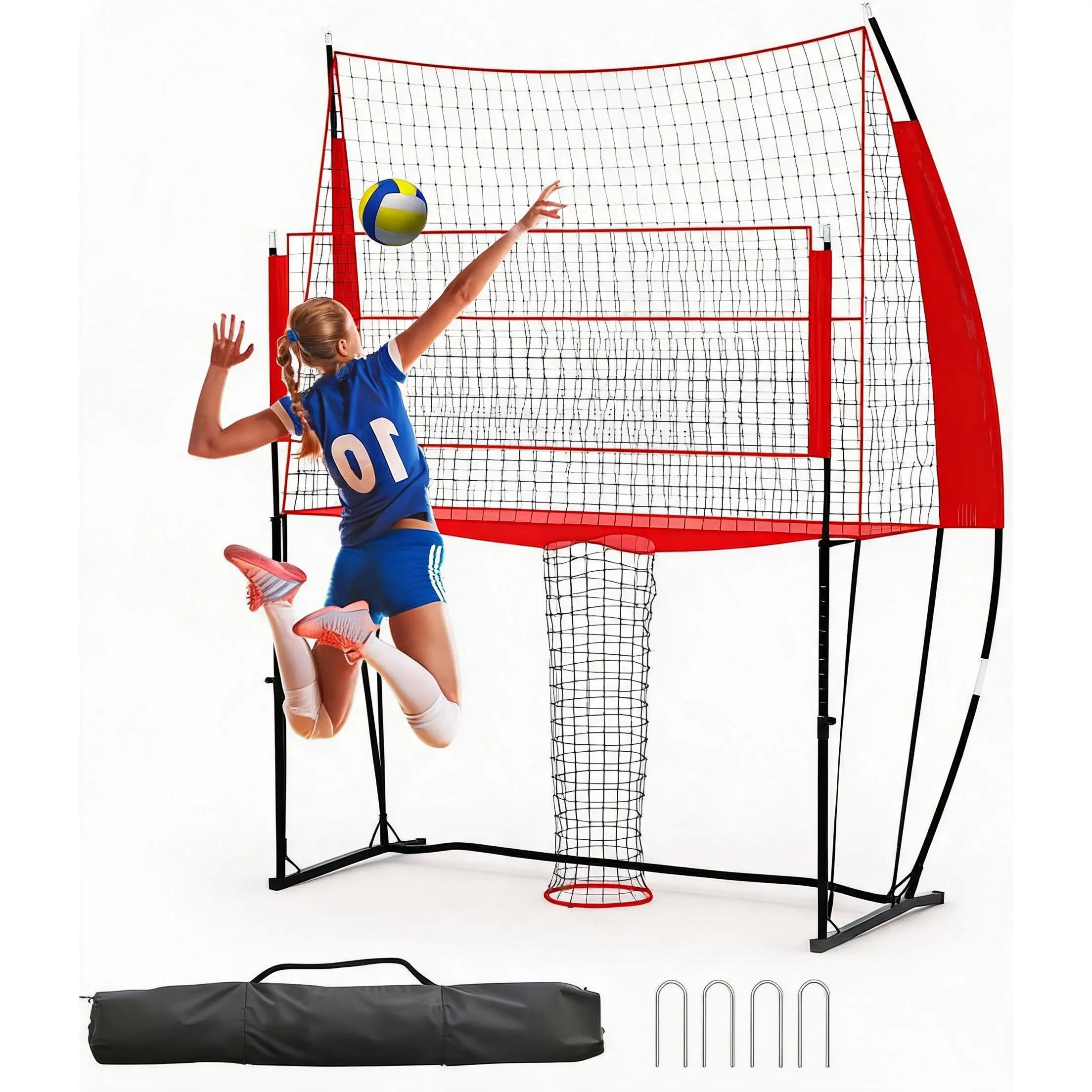 Garvee Garvee Heavy‑Duty Volleyball Practice Net, Adjustable 8x11ft Portable Training Net Only, Easy Setup Volleyball Equipment with Carry Bag for Indoor Outdoor Beach Backyard