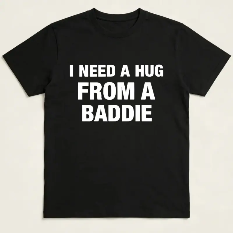 Unisex I NEED A HUG FROM A BADDIE Graphic T-Shirt, Casual Statement Tee