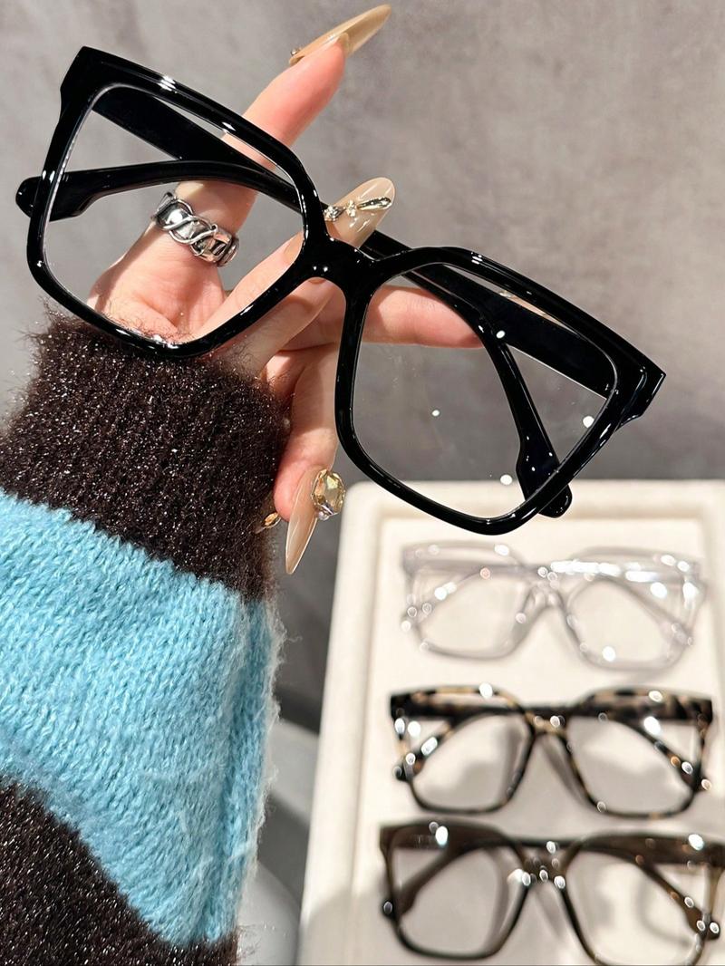 Unisex Street Trend Square Frame Eyeglasses, Trendy Vintage Eyeglasses for Everyday Use, Fashion Accessories for Outdoor Activities