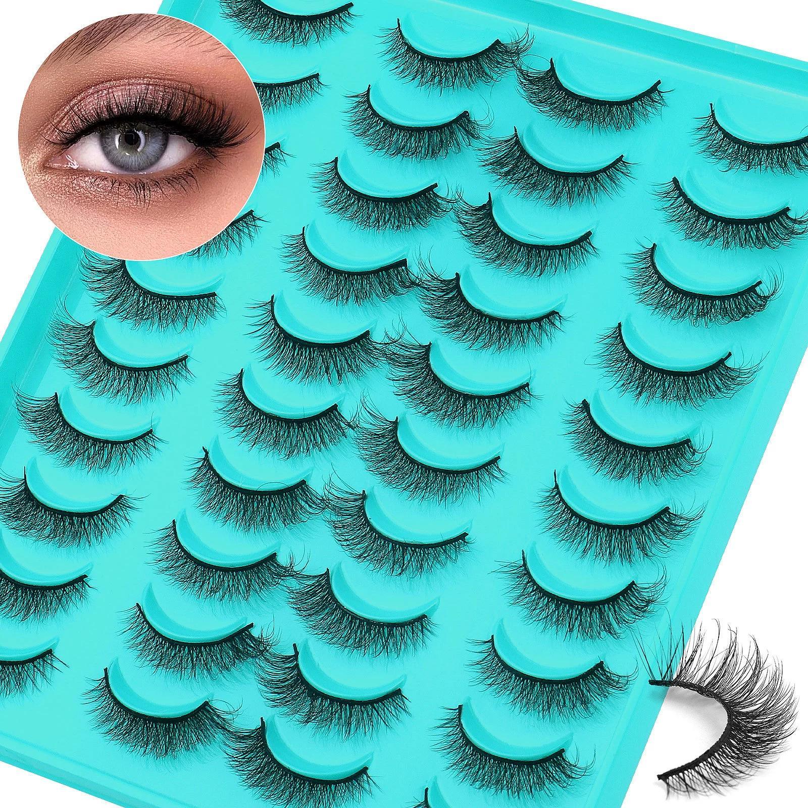 20 Pairs of 10-18mm 3D Mink Effect False Eyelashes, Fluffy Cat Eye Lashes for Natural to Dramatic Look, Dense Layered and Textured Eyelashes