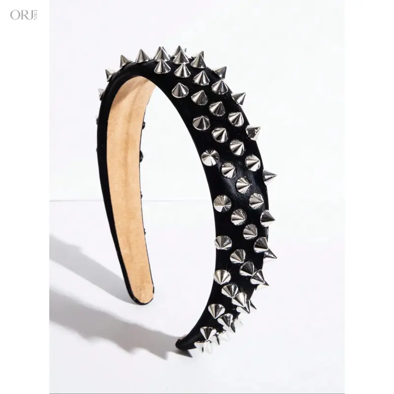 Punk Studded Leather Headband, Solid Color Streetwear Hair Accessory, Unisex Fashion Hairband, Premium Quality Gothic Hair Decor for Daily Outfits & Themed Party