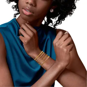 DB- Women's Bracelets - Waterproof, Stylish Jewelry Set.A gift bundle featuring a combination of slender, delicate, and stackable Cuban link and paperclip chain bracelets-the perfect stylish accessory gift for the Christmas season.-DB