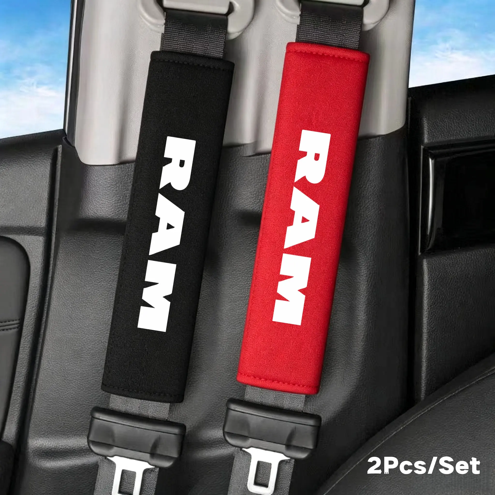 2pcs Car Seat Belt Cover Shoulder Protection Pad, Universal Interior Accessories for RAM Models, Automotive General Parts