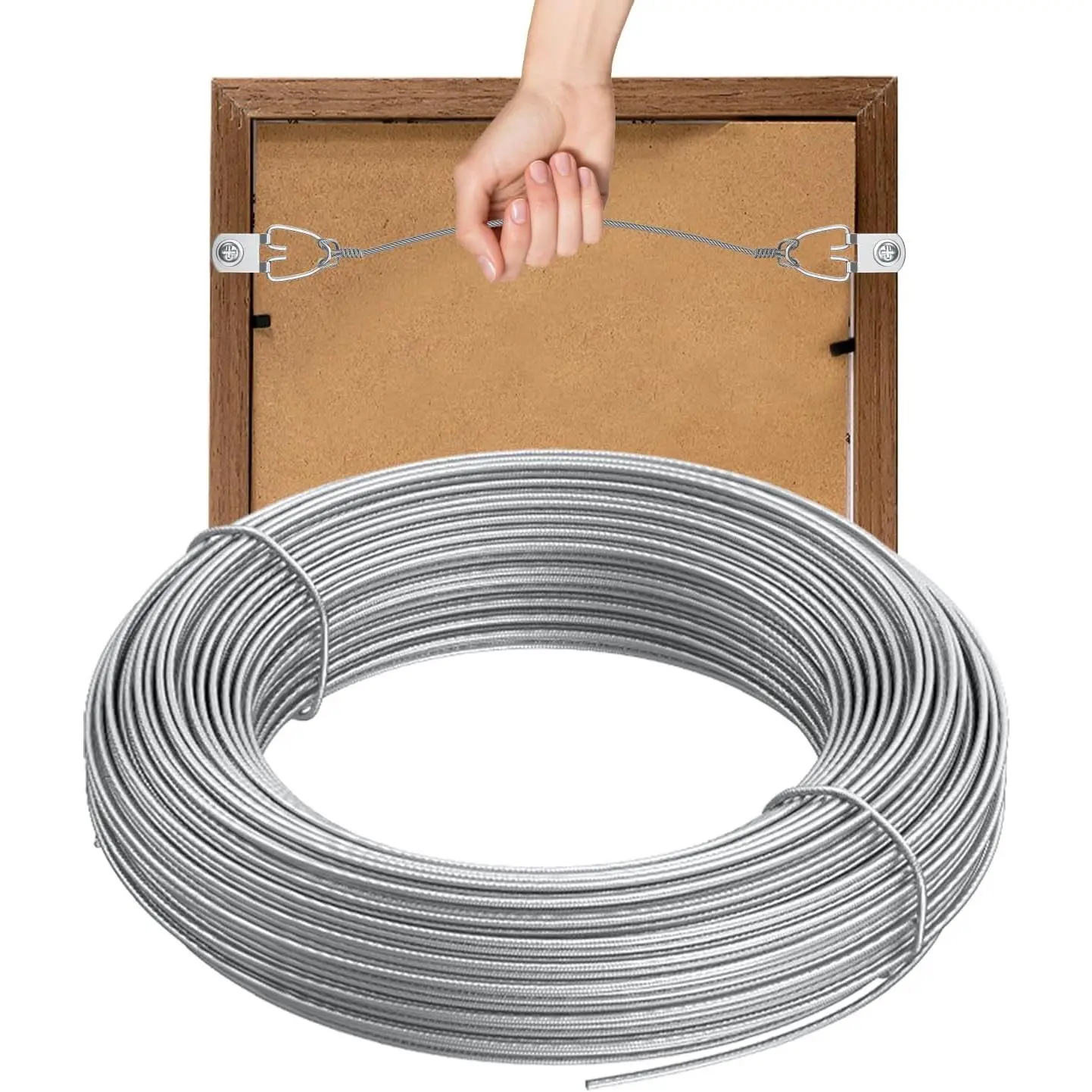 Picture  Wire, 100 ft Picture Wire, Metal Wire for  Pictures, Picture Frame Wire for up to 30 lbs, Picture Wire  Kit for Photo, Mirror & Art