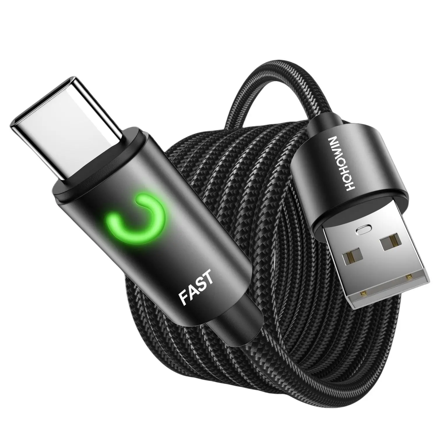 Fast Charge Type-C Cable, USB-A to USB-C Data Cable, Nylon Braided, Durable Anti-Tangle Design, Compatible with iPhone 17/16 Pro Max, Samsung S26/s25