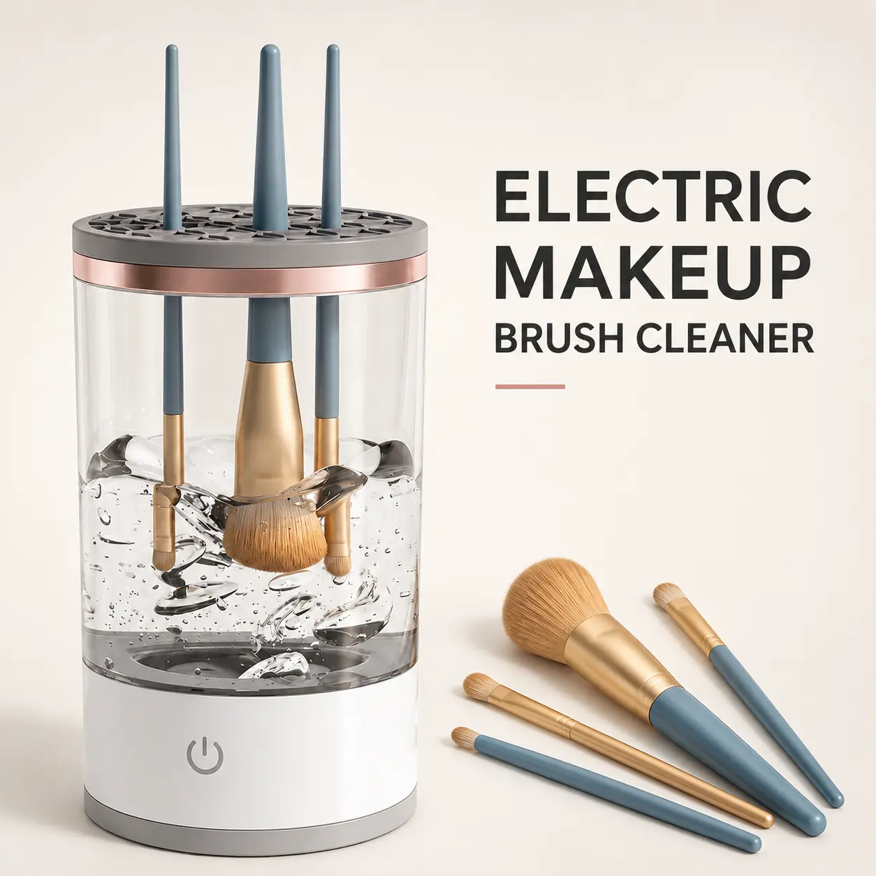 Electric Makeup Brush Cleaner, USB Rechargeable Automatic Brush Washer with Universal Silicone Holder, Fast Cosmetic Brush Cleaning Tool for Women