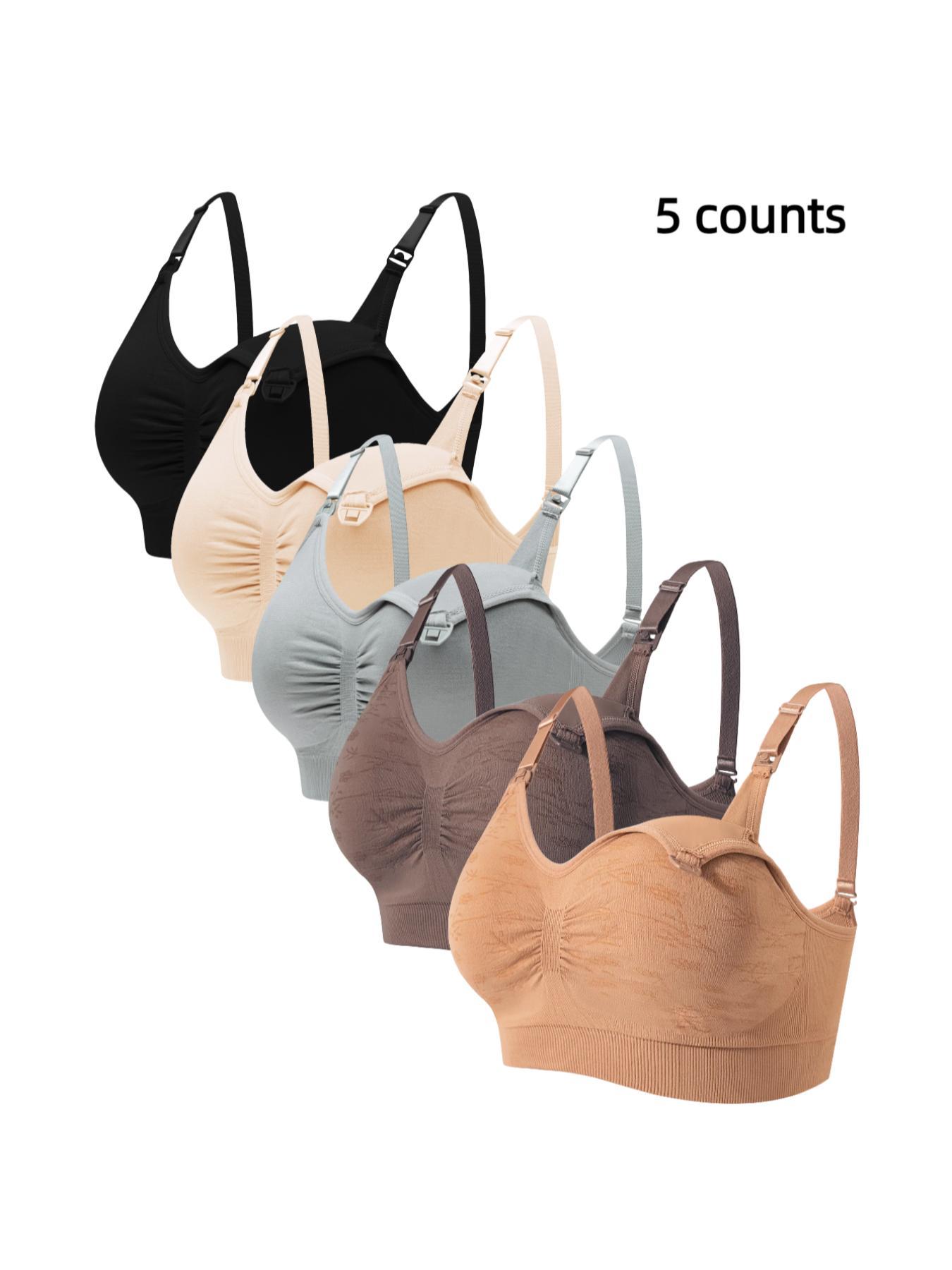 Women's Solid Ruched Adjustable Strap Nursing Bra, Seamless Padded Wireless Pregnancy Maternity Bra, Maternity Lingerie for Daily Wear