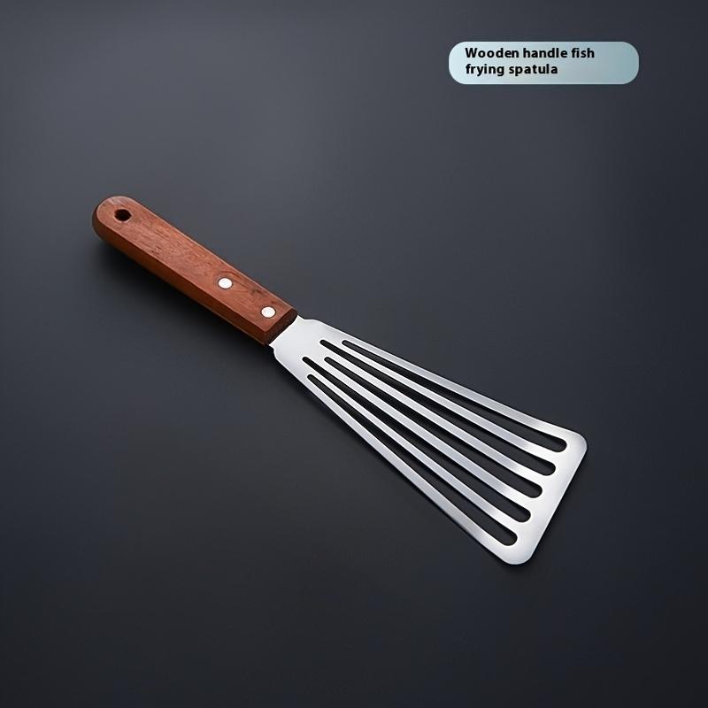 Heavy-Duty Stainless Steel Flipping Spatula- Professional Restaurant and Home Kitchen Tool with Non-Slip Grip- Versatile Pancake, Steak, Fish, Burger Flipper- Easy-Clean Design for Grilling, Frying, and Stir-frying- Ergonomic Wooden Handle