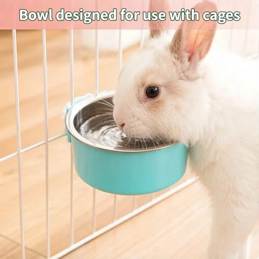 Detachable Stainless Steel Hanging Pet Bowl, Cage Mounted Food & Water Feeder, Ideal for Guinea Pigs, Rabbits, Chinchillas & Small Animals