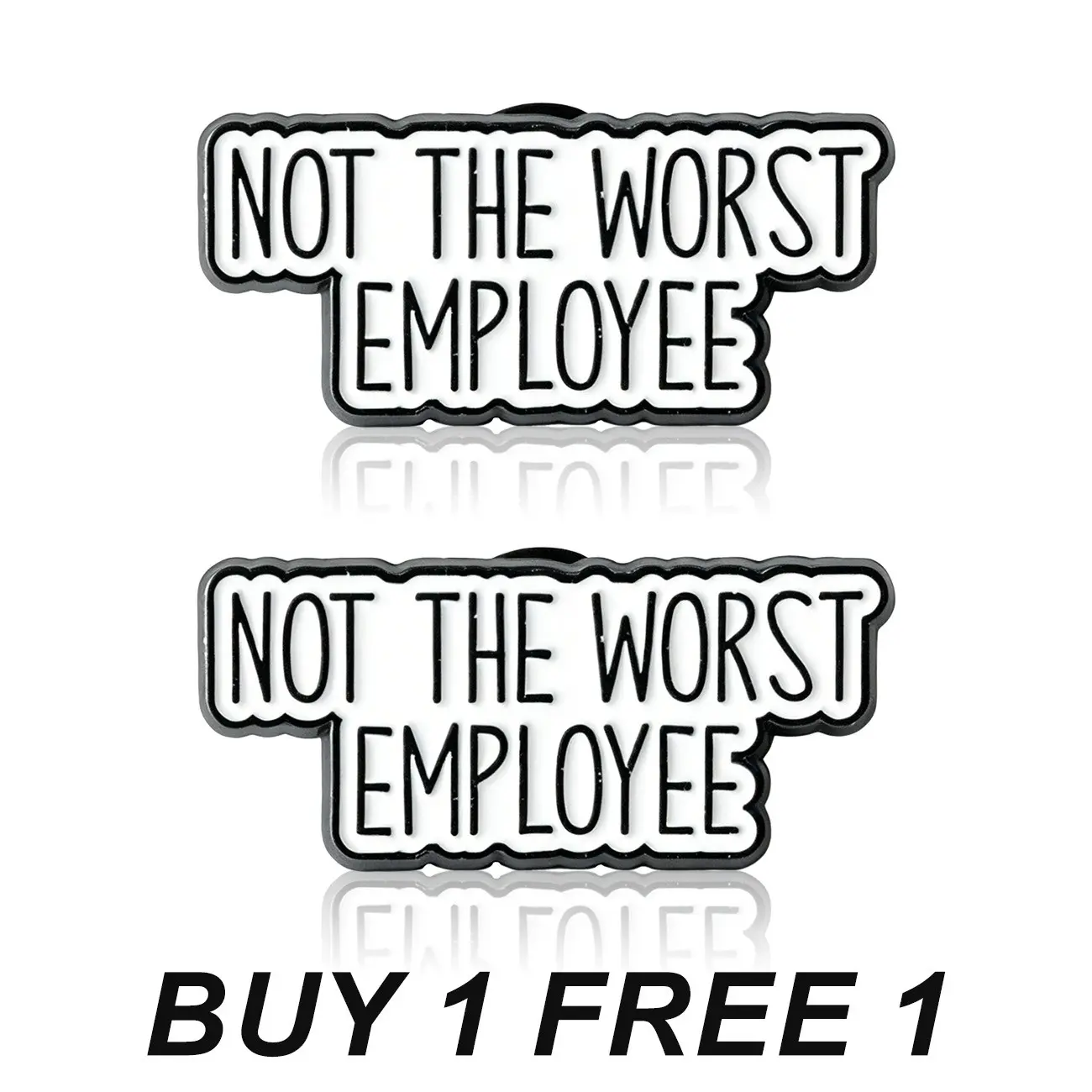 2-Pack Not the Worst Employee Badge, Unique Design, Humor, Perfect Gift for Employees, Durable Material, Easy to Wear, Ideal for Office Settings