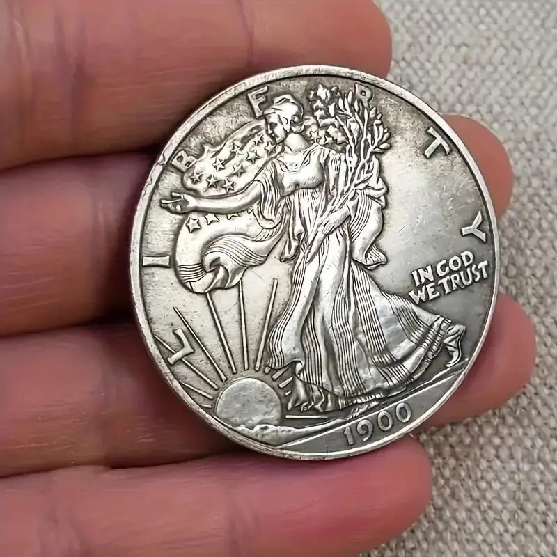 Vintage Style Metal Replica Coin, Copper Material, 1900s Liberty Memorial Coin Copy, Antique Craftsmanship, Free Faith Symbol