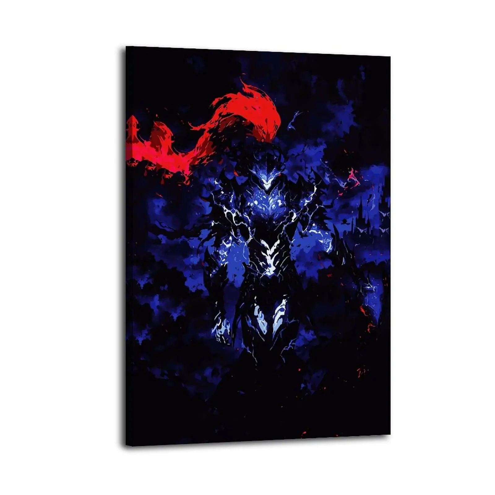 Dark Knight with Red Flames HomeDecor WallArt LivingRoom Canvas for Bedroom Decor Canvas Poster Aesthetic Office Bathroom Painting Picture Print Modern Family