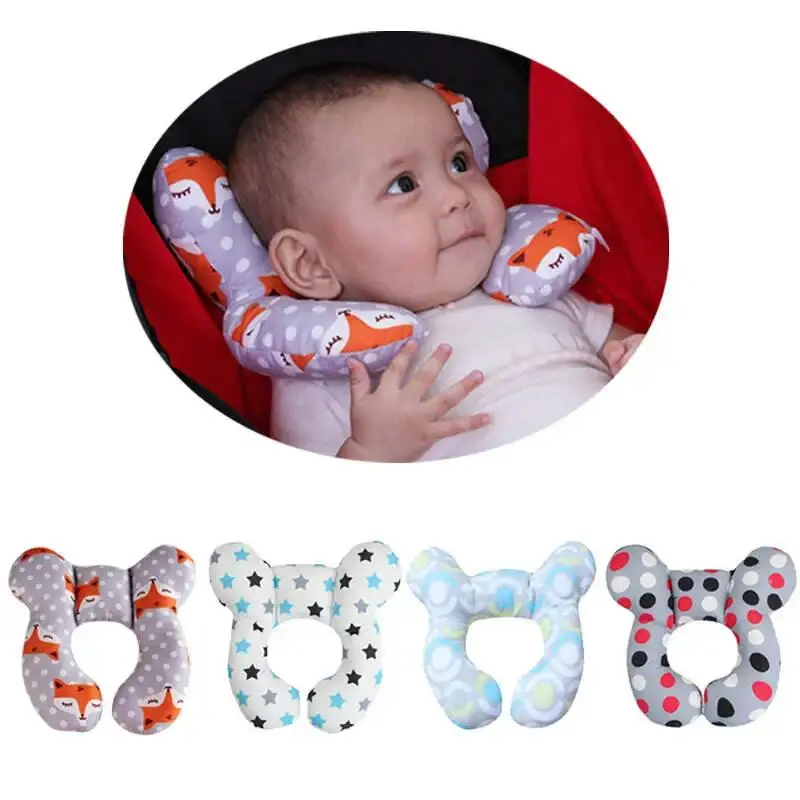 Baby U-shaped Neck Support Pillow Soft Cotton Travel Headrest for Car Seat Stroller Airplane Toddler Cushion for 0-3 Years Old