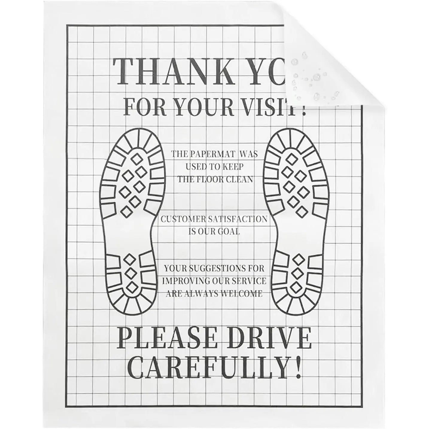 Paper Floor Mats for , Disposable White Automotive Floor Mats,   Paper  Floor Mats, Temporary  Detailing Supplies, Interior  Accessories for Auto Dealership (100)