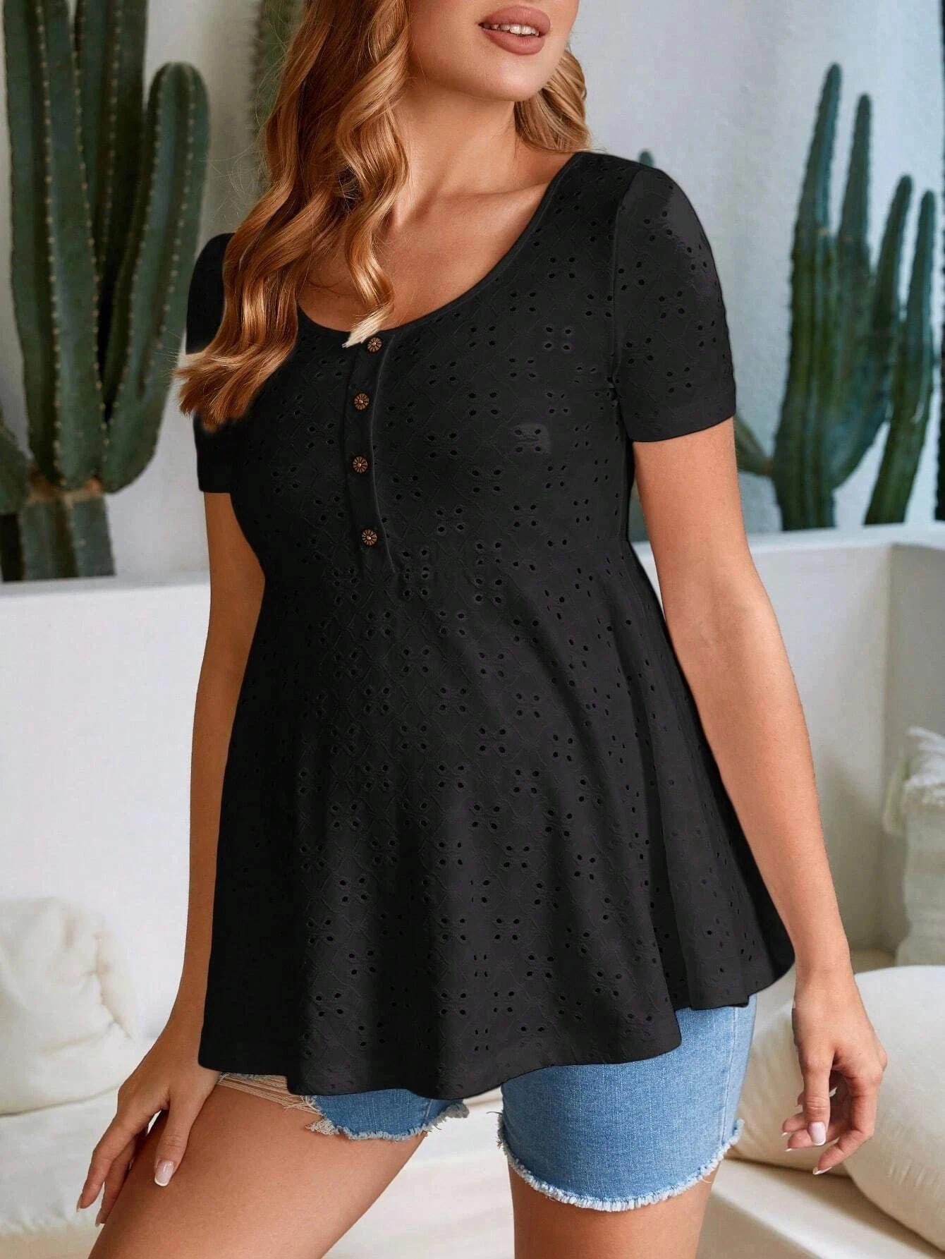Maternity short-sleeve casual sports black T-shirt for summer