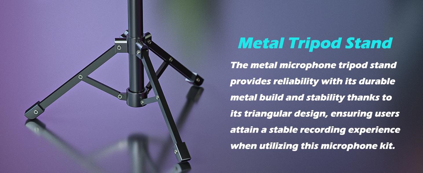 Studio Recording Microphone Isolation Shield with Pop Filter and Metal Tripod Stand, Studio Mic to PC Laptop Smartphone, Music Microphone for Recording Singing Podcasting