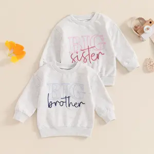 Big Sister Big Brother Matching Outfit Toddler Baby Boy Girl Letter Embroidery Sweatshirt Tops Kids Pullovers Shirt Spring Fall Clothes