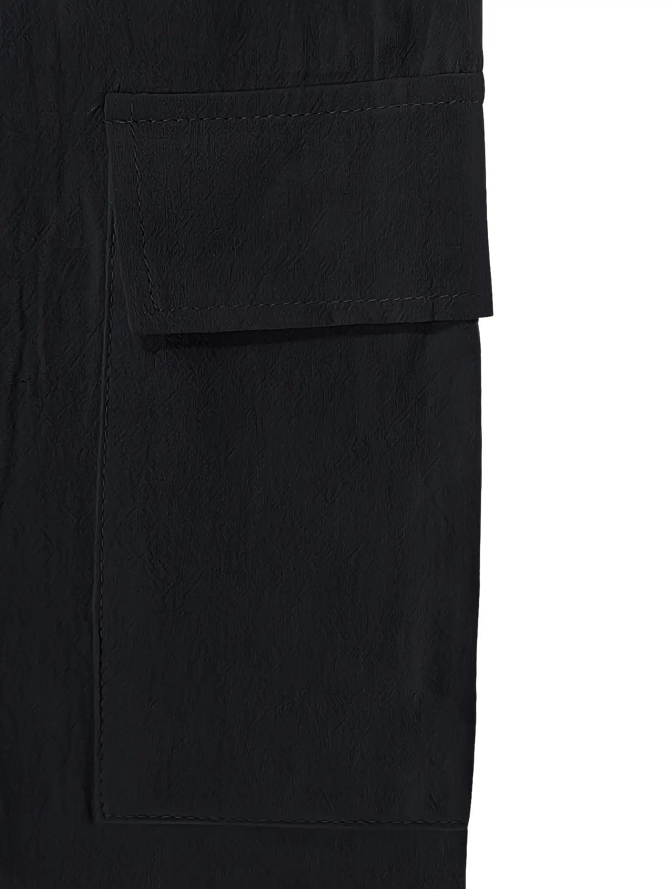 Men's Solid Color Linen Pants, Loose Casual Comfy Waterproof Quick-drying Tactical Casual Slant Pocket Pants for Outdoor Hiking, Men's Trousers for All Weather Conditions, Menswear, Casual Lounge Pants, Casual Sport Trousers