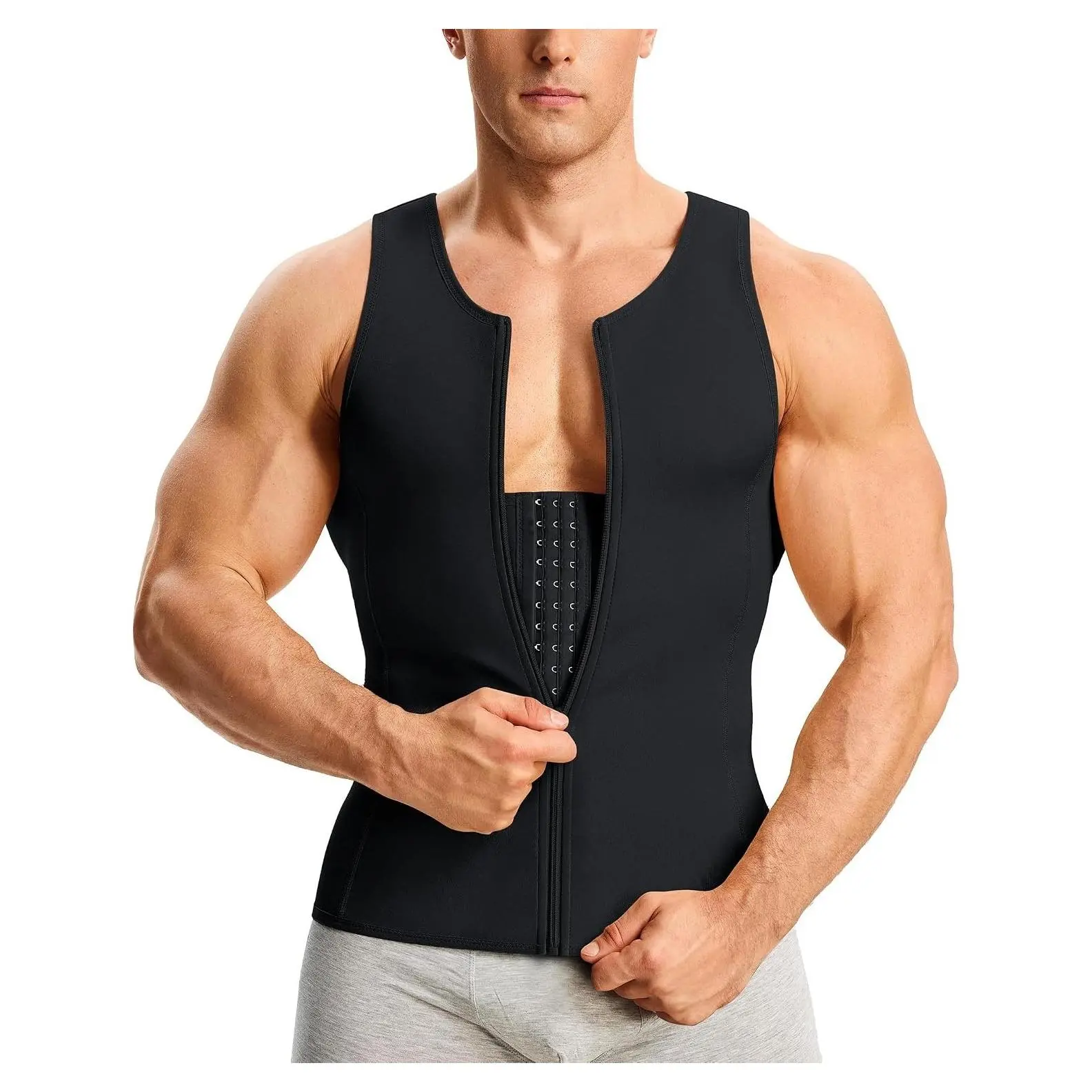 Men's Compression Shapewear Tank Top Body Shaper Waist Trainer - Fajas para Hombres Undershirt Vest with Posture CorrectorGift