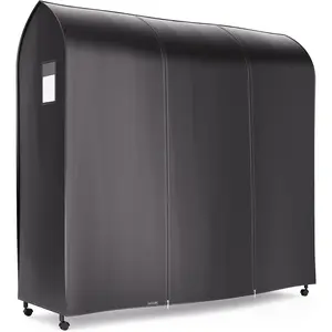 6ft Large Black Clothes Rack Cover with 2 Zippers - Waterproof Nylon, Breathable, Dust Protector for Storage (Garment Rack Cover ONLY)