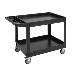 GARVEEStanding Stable Original Extra Large Utility Cart, Heavy Duty Tub Cart Holds 500 lbs, 2-Shelf Large Rolling Cart, Service Cart for Warehouses, Garages, Schools and Offices