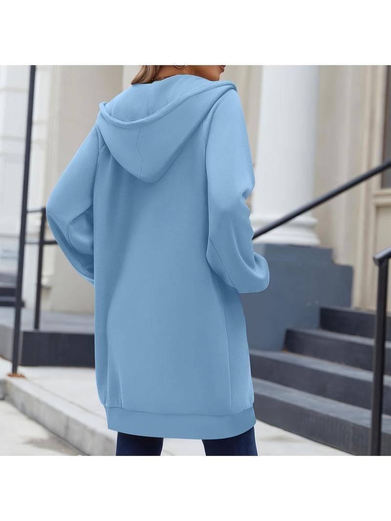 Women Casual Zip up Fleece Hoodies TunicSweatshirt Long Hoodie Jacket S-XXLFall&Winter New Arrivals