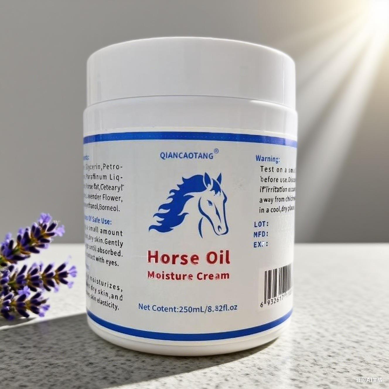 Horse Oil Massage Cream with Vitamin C – 48H Hydration Boost | For All Skin Types | Tea Rosé Infused