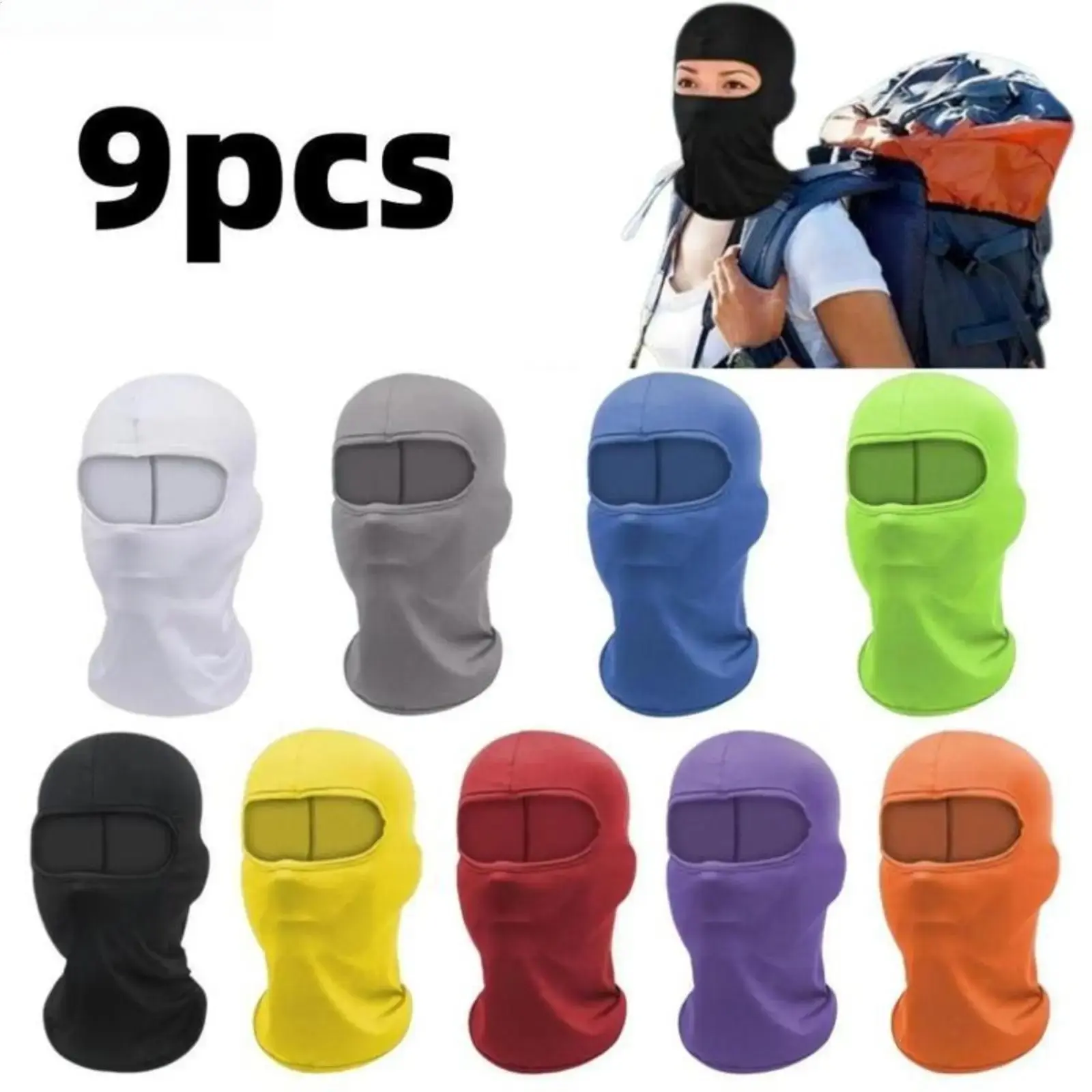6/9-Piece 15.7in Sun Protection Face Mask - Windproof Neck Gaiter, UV-Protective Full Face Covering, Motorcycle Helmet Liner for Outdoor Sports, Makeup Use