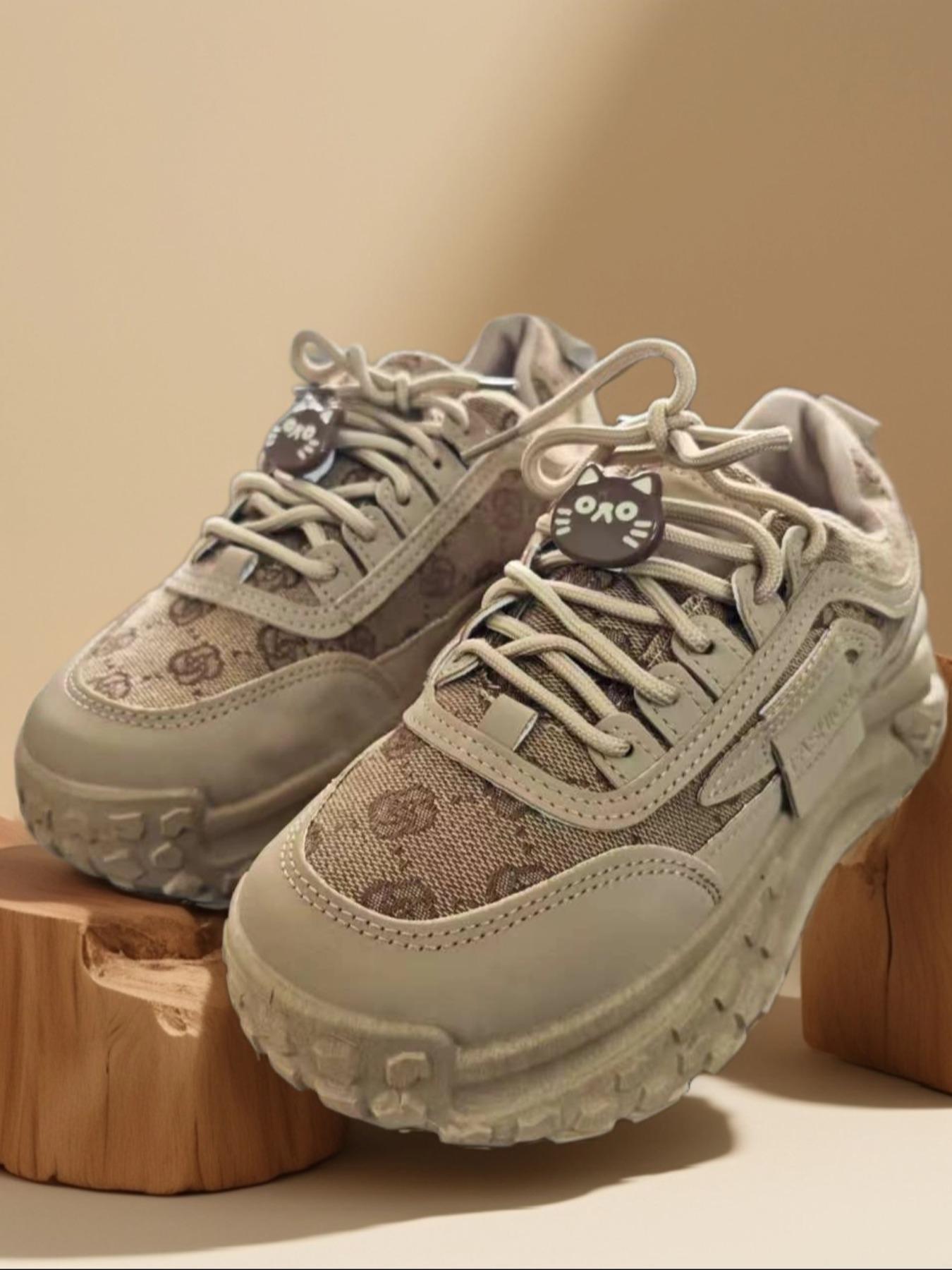 Women's Fashionable Lace Up Front Platform Low Top Sneakers, Trendy Fashion Sneaker, Casual Comfortable Sports Shoes for Daily Wear, Perfect for Students and Outdoor Sports, Fashion Walking Sneakers