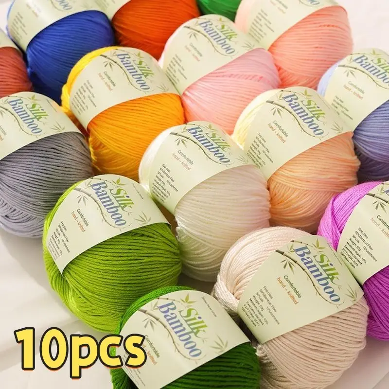 10 Balls of High-Quality Bamboo Fiber Yarn, Soft and Comfortable, Ideal for Knitting and Crochet, Perfect for Beginners, Multi-Color Choices, Yarn Set, Bulk Yarn, Soft Yarn for Crocheting
