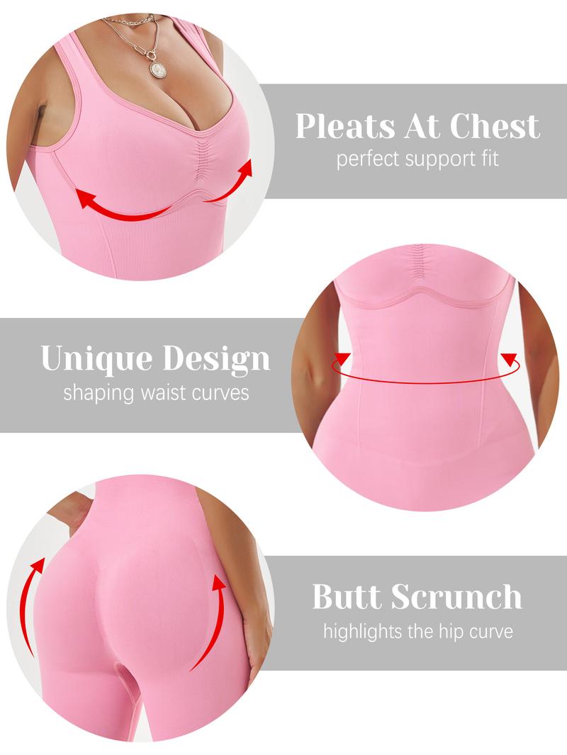 Women's Solid Shapewear Jumpsuit, 1 Count High Stretch Tummy Control Shaper, Ladies Shapewear for All Seasons