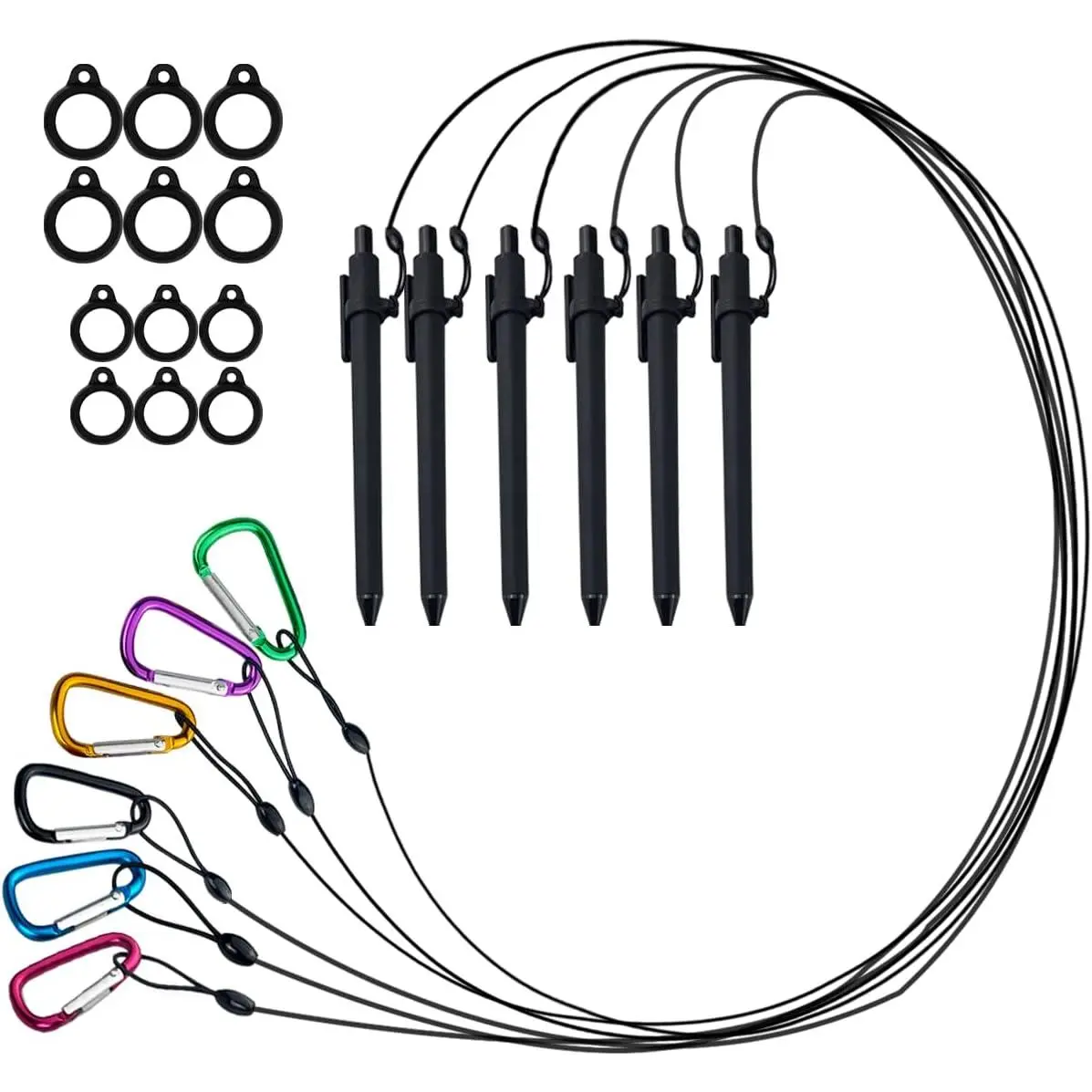 24 Inche Pen  Lanyard Holder,Pen Leash with  Circles and Metal Carabiner