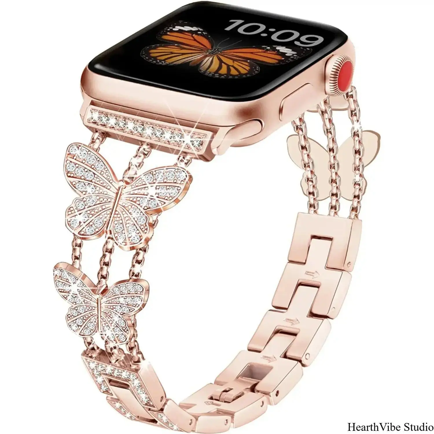 Women's Bling Diamond Metal Butterfly Strap Apple Watch Band, Compatible with 38mm/40mm/42mm/44mm/41mm/45mm/49mm Iwatch Series 9/8/7/SE/6/5, Wearable Tech Accessories,father'sdaygifts