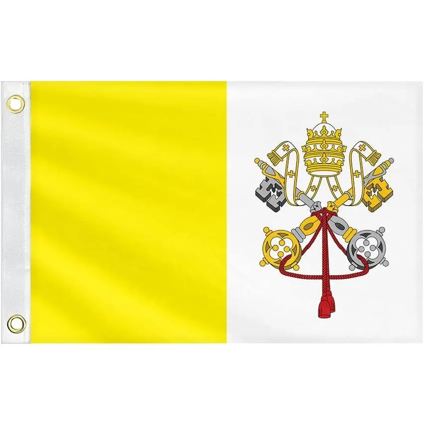 Vatican City National Flag - Vertical Yellow-White Split, Papal Tiara & Cross Keys Design, Lightweight Catholic Religious Banner for Decoration