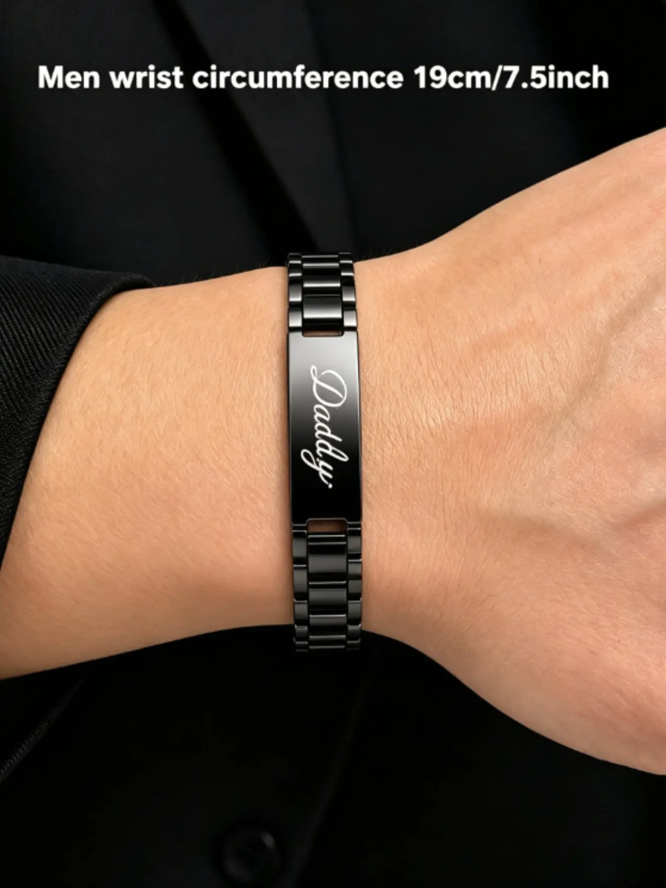 Men's Stainless Steel Letter Link Bracelet, Magnetic Bracelet for Men, Fashion Adjustable Jewelry for Party, Daily Clothing Decor, Trendy All-match & Exquisite Jewelry for Daddy Birthday Gift