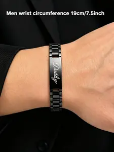 Men's Stainless Steel Link Bracelet, Magnetic Bracelet for Men, Fashion Adjustable Jewelry for Party, Daily Clothing Decor, Trendy All-match & Exquisite Jewelry for Daddy Birthday Gift